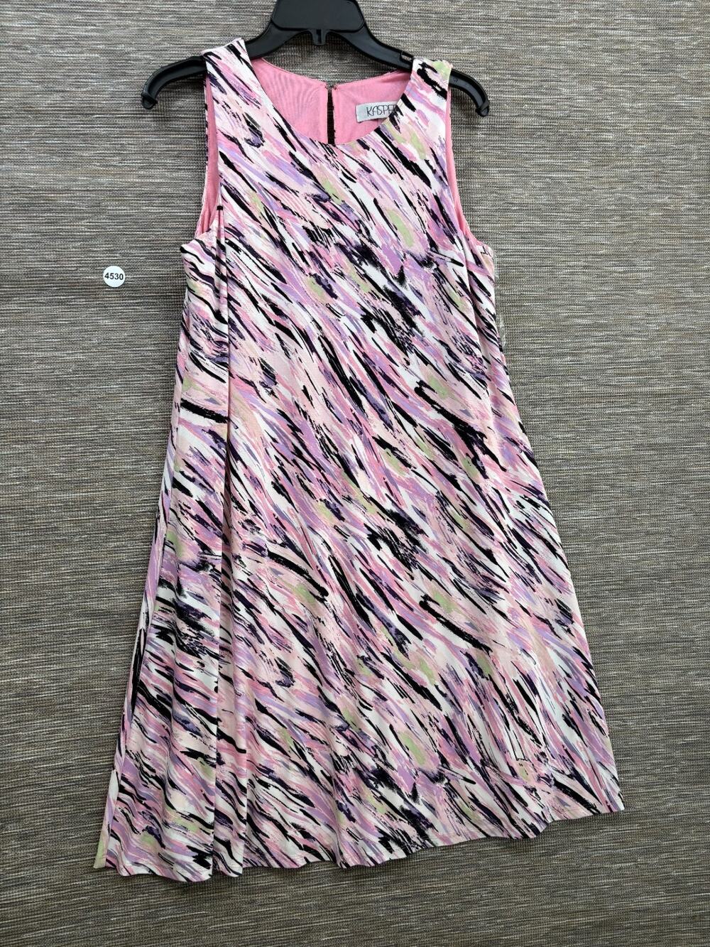 Kasper Shift Dress Womens Size M Pink Black White Abstract Sleeveless Casual